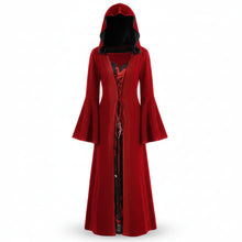 Load image into Gallery viewer, Official Medieval Dress Vampire Witch For Women Lace-up Hooded Cloak Robe
