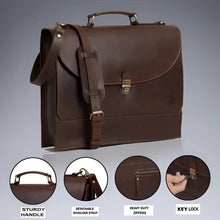 Load image into Gallery viewer, Walker Buffalo Leather Briefcase Full Grain Laptop Bag
