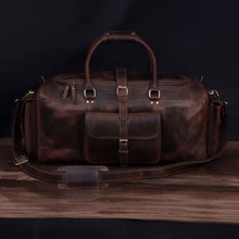 Load image into Gallery viewer, Buffalo Leather Travel Holdall Duffle Bag, Brown
