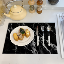 Load image into Gallery viewer, Marble Print Dish Drying Mat, Quick Water Absorption, Non-Slip Rubber Back
