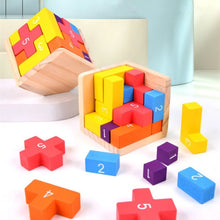 Load image into Gallery viewer, Colorful Luban Lock Cube Wooden Puzzle with Interlocking Pieces for Travel and Desk Breaks
