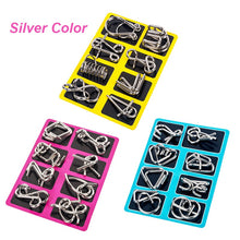 Load image into Gallery viewer, Eight Piece Metal Wire Puzzle Set with Smooth Finish for Desks and Travel Bags
