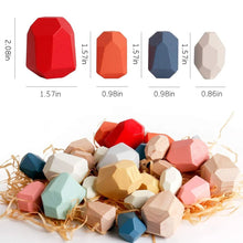 Load image into Gallery viewer, Colorful Wooden Stacking Stones Set of 36 Pieces with Mixed Shapes for Balancing Play
