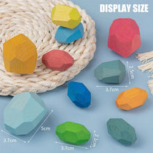 Load image into Gallery viewer, Colorful Wooden Stacking Stones Set of 36 Pieces with Mixed Shapes for Balancing Play
