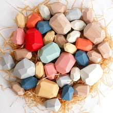 Load image into Gallery viewer, Colorful Wooden Stacking Stones Set of 36 Pieces with Mixed Shapes for Balancing Play
