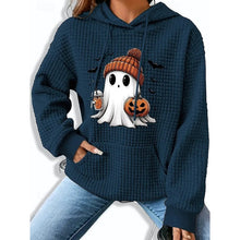 Load image into Gallery viewer, Womens Halloween Hoodie with a Ghost and Pumpkin Design, Front Pocket and a Relaxed Fit in Three Colors
