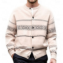 Load image into Gallery viewer, Button Down Cardigan with Geometric Pattern and Regular Fit, Winter Layering
