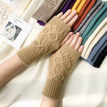 Load image into Gallery viewer, Cable Knit Fingerless Gloves for Winter Warmth
