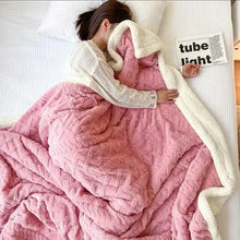 Load image into Gallery viewer, Thick Lambswool Winter Blanket, Reversible Flannel and Fleece
