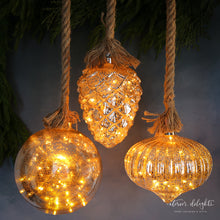 Load image into Gallery viewer, Glass Ball Ornament with Warm LED Glow and Remote Timer
