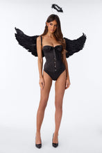Load image into Gallery viewer, Black Winged Costume Set with Halo Accessory for Halloween
