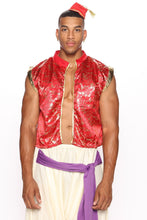 Load image into Gallery viewer, Three Piece Royal Prince Costume Set with Red Jacket and Decorative Trim
