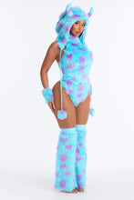 Load image into Gallery viewer, Blue Prehistoric Costume Set with Plush Leg Warmers and Fitted Top
