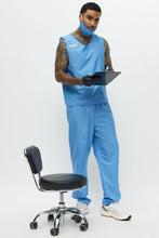 Load image into Gallery viewer, Two Piece Medical Scrub Costume Set with V Neck Top and Pants in Blue

