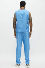 Load image into Gallery viewer, Two Piece Medical Scrub Costume Set with V Neck Top and Pants in Blue
