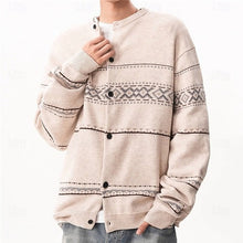 Load image into Gallery viewer, Button Down Cardigan with Geometric Pattern and Regular Fit, Winter Layering
