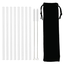 Load image into Gallery viewer, High Borosilicate Glass Straw Set – Reusable Eco-Friendly Drinking Straws with Cleaning Brush
