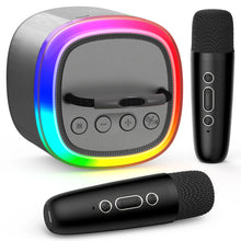 Load image into Gallery viewer, Mini Karaoke Machine with Wireless Microphones – Portable Bluetooth Speaker for Kids
