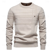 Load image into Gallery viewer, Mens Textured Crewneck Sweater with Subtle Woven Lines and a Tailored Fit in Five Colors
