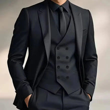 Load image into Gallery viewer, Men's slim fit double-breasted 3-piece suit with waistcoat. Perfect for formal wear &amp; weddings.

