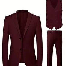 Load image into Gallery viewer, Men's formal fashion: a striking slim fit double-breasted 3-piece suit with a fashionable waistcoat.
