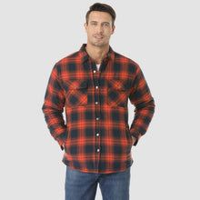 Load image into Gallery viewer, Mens Quilted Lined Flannel Jacket with Snap Button Front and Dual Chest Pockets
