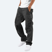 Load image into Gallery viewer, Mens Straight Fit Cargo Pants with Drawstring Waist, Ankle Ties and Multiple Pockets
