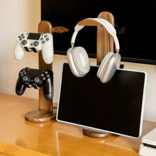 Load image into Gallery viewer, Walnut Gaming Gear Stand for Headset and Controller
