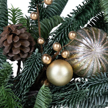Load image into Gallery viewer, Lifelike Green Pine Christmas Wreath with Gold Ball Ornaments 22 Inch Unlit
