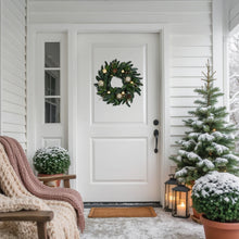 Load image into Gallery viewer, Lifelike Green Pine Christmas Wreath with Gold Ball Ornaments 22 Inch Unlit
