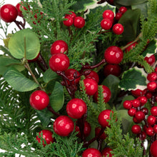 Load image into Gallery viewer, Mixed Pine and Cedar Christmas Wreath with Red Berries and Holly 30 Inch Unlit
