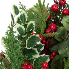 Load image into Gallery viewer, Mixed Pine and Cedar Christmas Wreath with Red Berries and Holly 30 Inch Unlit
