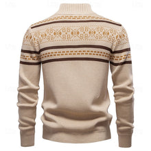 Load image into Gallery viewer, Fair Isle Zip Up Cardigan with Stand Up Collar and Full Sleeve Coverage

