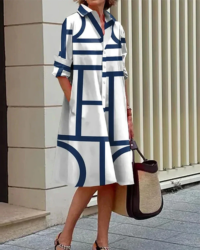 Dress with pockets and geometric print