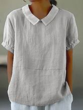 Load image into Gallery viewer, Solid color cotton and linen top
