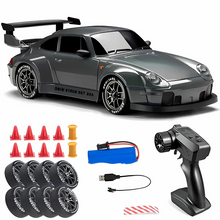 Load image into Gallery viewer, Retro 4WD Drift Car with Remote Control, LED Lights, Race Wheels, Drift Wheels and Cones
