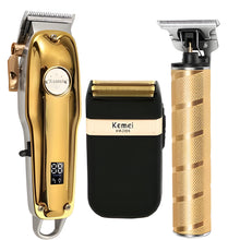 Load image into Gallery viewer, Professional Hair Clippers for men gold Set | Gold Hair Clippers Cordless
