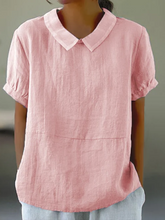 Load image into Gallery viewer, Solid color cotton and linen top
