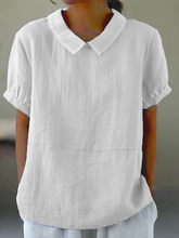 Load image into Gallery viewer, Solid color cotton and linen top
