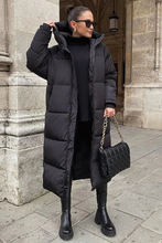 Load image into Gallery viewer, Long, quilted winter coat, warm and elegant
