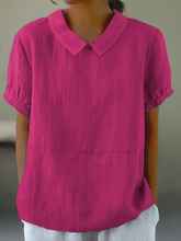 Load image into Gallery viewer, Solid color cotton and linen top
