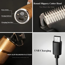 Load image into Gallery viewer, Professional Hair Clippers for men gold Set | Gold Hair Clippers Cordless
