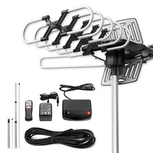 Load image into Gallery viewer, Outdoor TV Antenna with 360 Degree Remote Rotation and Signal Amplifier, 33ft Cable
