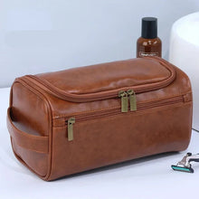 Load image into Gallery viewer, Men's Large Leather Travelling Toiletry Bag
