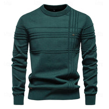 Load image into Gallery viewer, Mens Textured Crewneck Sweater with Subtle Woven Lines and a Tailored Fit in Five Colors
