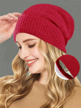 Load image into Gallery viewer, Cashmere Satin Lined Knit Beanie Hat
