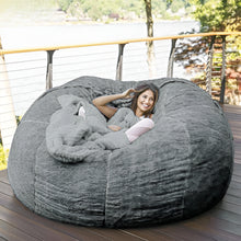 Load image into Gallery viewer, Giant 5ft Fluffy Faux Fur Bean Bag Cover – Ultra-Soft Lounge Sofa (Cover Only)
