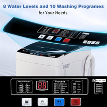 Load image into Gallery viewer, Full Automatic Portable Washing Machine, 15.6 lbs Top Load Washer with Drain Pump and 10 Wash Programs

