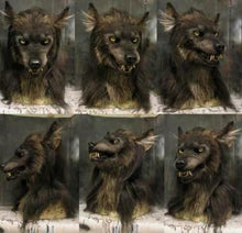 Load image into Gallery viewer, Movable Werewolf Head Mask with 360 Degree Rotation and Opening Jaw, Silicone Fur
