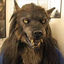 Load image into Gallery viewer, Movable Werewolf Head Mask with 360 Degree Rotation and Opening Jaw, Silicone Fur
